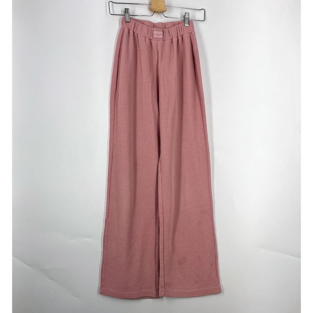 Comfrt Women's Thermal Waffle Knit Wide Elastic Waist Leg Lounge Pants Size‎ XS